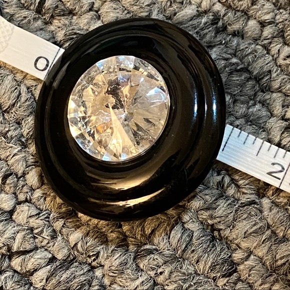 Crystal Statement Earrings Black VTG large circle - Picture 3 of 6